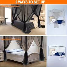 Suitable For Big Bed 4 Door Ceiling Mosquito Net Romantic 4 Door Bed Canopy Bedroom Dorm Home Decoration - 黑色 - 查看 6