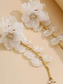 1Pair Elegant 3D White Color Flower  Earrings, Delicate Luxury Petal Long Tassels Jewelry,  Ladies'  Party Earrings,Friendship Gifts - bông tai - Xem 4