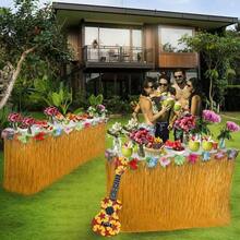 Table Grass Skirt For Hawaiian Hula Luau Party Decoration Table Decor Supplies(9ft)(1) - 1 - Xem 3