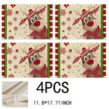 4/6 piezas de manteles individuales con temática navideña, hechos de colores vibrantes y patrones de animales, manteles individuales resistentes al calor y antideslizantes para reuniones en el hogar, comidas en interiores, cocina, fiestas, campamentos, decoración de mesa festiva