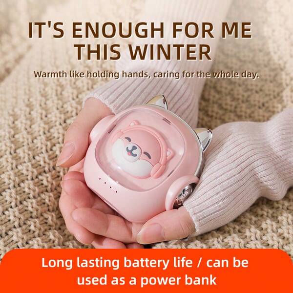1pc New 2-In-1 Portable Hand Warmer & Night Light Power Bank, Rechargeable Heating Hot Water Bag, Small Electric Heating Pad