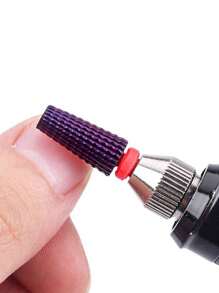 3/32 英寸五合一美甲紫色专业碳化钨指甲钻头，无味锥形铣刀，适用于 DIY 美甲工具配件 - 紫色 - 查看 7