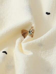 2 件女士秋冬泰迪熊心形印花睡衣套装，长袖纽扣领上衣和裤子，休闲睡衣家居服，秋季服装