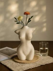 1pc Abstract Female Bust Resin Vase Sculpture, Minimalist Aesthetic Decor With Flower Vase Opening, Suitable For Modern Living Room, Bookshelf, Bedroom Or Desk, Home Decoration, Room Decor Vase - Multicolor - View 7