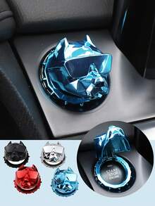 1 pieza Tapa de botón de encendido/apagado del motor 3D de metal - Textura de fibra de carbono, tapa protectora de aleación de zinc con tapa abatible, ajuste universal para el interior del automóvil, protección anti-error, círculo decorativo de inicio, mejoras para el interior del automóvil