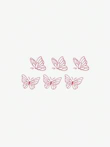 1 件简约艺术红色蝴蝶图案临时纹身，防水防汗，持续 1-3 天，适合女性，可贴于锁骨或手腕