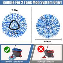 3-Pack Spin Mop Replacement Head For O-Ceda RinseClean Spin Mop Refill 2-Tank System Microfiber Deep Cleaning Machine Washable And Easy-To-Replace - 彩色 - 查看 2