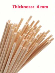 Độ dày 4mm/50 chiếc/100 chiếc Thanh gỗ chốt cho đồ thủ công và các dự án tự làm Thanh gỗ thủ công tre chưa hoàn thiện Thanh gỗ chốt cắt sẵn cho đạo cụ chụp ảnh thủ công - Nhiều màu - Xem 2