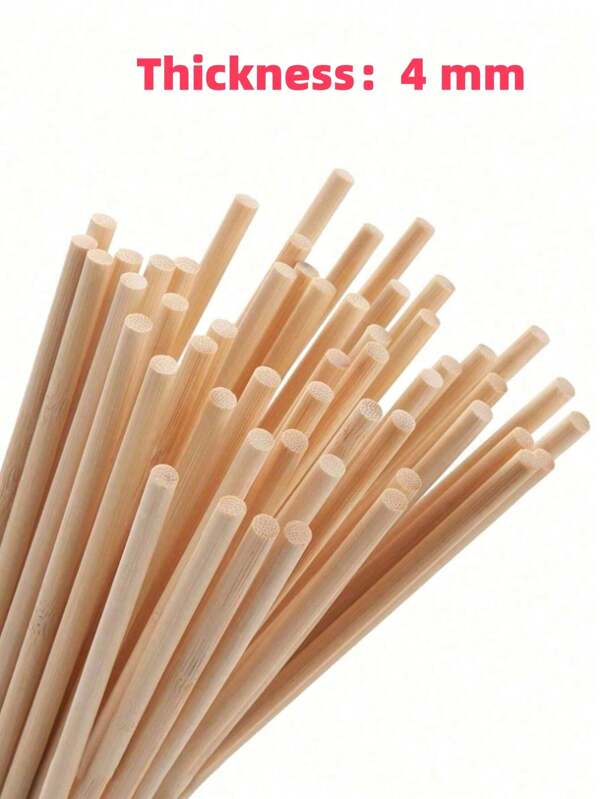 4mm/50pcs/100pcs Bacchette in legno per artigianato e progetti fai-da-te, bastoncini in bambù grezzi tagliati in precedenza per fotografia e lavoretti manuali