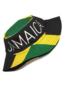 1 件女士/男士牙买加字母印花渔夫帽，时尚休闲百搭遮阳帽，适合户外运动、通勤、徒步旅行、钓鱼、海滩、情侣，适合日常使用 - A - 查看 2