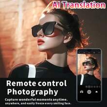 SENBONO AI Translation Smart Glasses With 100+ Languages, Wireless Calls, Music Control, Voice Assistant, Rechargeable, Black Frame, Ideal For Travel & Office Use, Realtime Language Converter | Sleek Eyewear Design | Highquality Audio - Black - View 3