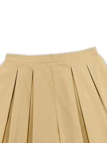 HUTENER Plus Size Solid Color Pleated Wide Leg Casual Pants - Loose Fit Fashion - Brown - View 3