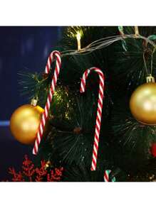 Decoraciones de bastón de caramelo navideño, 6/10/15 piezas de bastón de caramelo de plástico retorcido para colgar en el árbol de Navidad, decoraciones navideñas para el hogar, fiesta y regalo de Año Nuevo