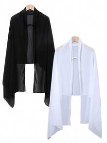 1 件女士纯色雪纺头巾，弹性设计，舒适的阿巴亚配饰和透气围巾，适合日常佩戴的女士面纱 - 鬆緊雪紡頭巾 - 查看 29