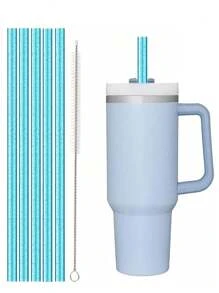 7pcs/6pcs/1pc/Set Replacement Glitter Straws For 40oz/30oz Cups, Material Reusable Straws With Cleaning Brush, Suitable For 30oz/40oz Cups, Cute & Modern Design, Great Gift For Family, Friends, Lover, Christmas, Valentine's Day - Multicolor - View 19