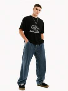 Novelty Cool Men's T Shirts Graphic You Can't Scare Me I Have 2 Daughters For Dad Casual Funny Tshirts For Men,Men Crew Neck Graphic Print Short Sleeve Casual T-Shirt,Gift For Him & Her - 黑色 - 查看 2