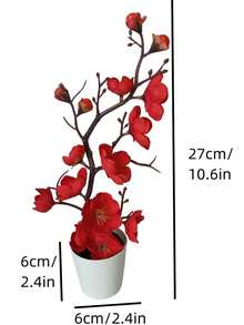 1 件人造桃花桌面植物，花盆上有一些小瑕疵，属于正常现象，不会影响展示