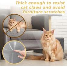 1pc PVC Cat Scratch Furniture Protector - Protects Sofa From Cat Claws, Transparent Flexible Plastic Protective Film, Single-Sided Sticky Anti-Scratch Training Tape - Easy To Apply - Clear - View 12