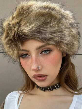 1 Pc Fashionable Brown Furry Winter Hat For Warmth Outdoors Suitable For Daily Use Autumn Accessories