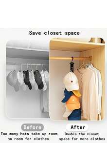 8-Clip Stainless Steel Baseball Cap Rack, Can Hold 16 Hats. This Cap Organizer Is Suitable For Home And Wardrobe, Versatile For Various Occasions. Can Be Used For Summer Clothing Storage And Home Decor. - Multicolor - View 5