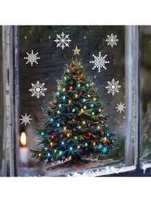 1pc Window Stickers Christmas Lights Christmas Tree Snowflake Decoration Stickers PVC Stickers Material Removable Self-Adhesive Easy-To-Tear Stickers Suitable For Window Decoration Glass Stickers Window Stickers Home Decoration Wall Stickers Home Decoration Make Your Life Brand New Holiday Decoration Stickers Birthday Graduation Gifts Room Decor Bedroom Decor Kitchen Decor Wall Decor Christmas Decorations Christmas Decorations Home
