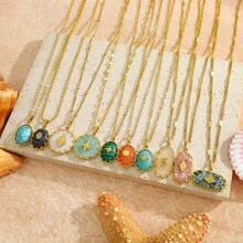 Accessori essenziali per gioielli fai-da-te in stile bohémien, con pietre naturali colorate e pendenti in acciaio inossidabile realizzati a mano, ideali per collane, bracciali, orecchini e regali, perfetti per le vacanze