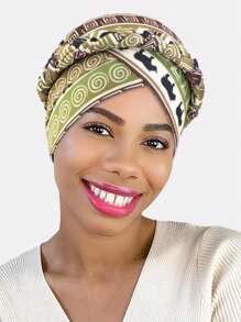 1pc Women's Handmade Braided Headscarf, African Print Head Wrap, Hair Care Cap For Daily Use