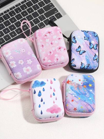 Fone de ouvido, cabo, carregador, bolsa protetora para armazenamento de disco rígido, estojo organizador com zíper à prova de choque