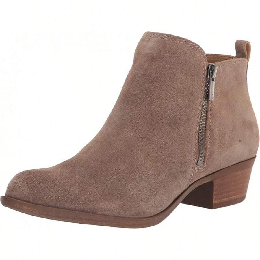 Women's Basel Ankle Bootie - Fashionable Footwear - 深蘑菇色/天然油鞣絨面革 - 查看 1