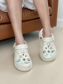 4-Season Unisex Fashion Breathable Lightweight Slip-On Sandals, EVA Non-Slip Sole, Soft & Comfortable, Classic Black, Suitable For Indoor, Bathroom, Outdoor, Beach, Vacation, Height Increasing - Beige - View 5