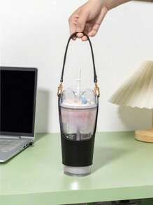 Funda portátil para taza, funda para transportar la taza con la mano, cubierta protectora aislante de material de PU