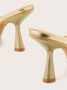 Ladies' High-Heeled Sandals With Clipped Feet - 金色 - 查看 4