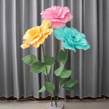 1pc Giant Rose Flowers,Huge Artificial Flowers,Velvet Peony Fake Flower,Creative Gift Handmade Rose For Wedding Anniversary, Valentine's Day, Mother's Day Wedding Display - Multicolor - View 8
