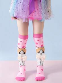 1 Pair Kids Socks, Cute Girls Socks, & Stretchy Mid-Calf Novelty Socks