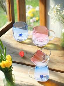 Heat Resistant Borosilicate Glass Coffee Mug With Strap, Featuring An Internally Carved Heart Design, Elegant Romantic Style Of Utensils For Tea, Latte, Cappuccino, Milk, Juice, Unique And Special Gift Idea For Valentine's Day, Birthday Or Wedding Anniversary, Ideal For Home, Kitchen And Office Use,Perfect Birthday Anniversary Valentine's Day Christmas Halloween Teacher's Day Graduation Return To School Thanksgiving Surprise