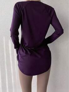 Women's Fitness Yoga Top, Quick-Dry Sports Shirt, Suitable For Running, Gym Workout, Stretchy Compression Base Layer Spring - Bold Plum - View 6
