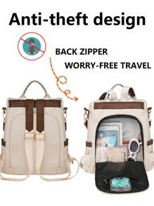 Women's Anti-Theft Tassel Nylon Backpack, Multifunctional Fashion Daily Bag, Multi-Pocket Lightweight Travel Bag, Large Capacity Minimalist Bookbag, Convenient Backpack Suitable For Students, Nurses, Teachers, Business Professionals, Travel, Commuting, Shopping, Office, Dating, Hiking, Training, Work, Birthday Gift, Holiday Gift - Multicolor - View 8