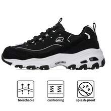 Skechers D'LITES 1.0 休闲鞋，男女透气运动鞋，熊猫图案，日常通勤鞋，复古厚底运动鞋 13148-BKW - 黑色/白色 - 查看 3