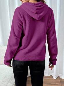 Sudadera Chamarra de Peluche para Dama – Felpa Suave, Cremallera Frontal, Invierno, Nataly Sport - Morado - Ver 3