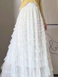 Women's High Waist Multi Layer Tulle Skirt With Cute Fairy - 白色 - 查看 2