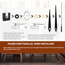 1 Stück DIY Uhr Zubehör, Quarz Uhrwerk Set mit 3 Sätzen Zeiger, für Uhrenreparatur, Ersatz, Dekoration, geeignet für Wandmontage, Geschenke, Schaftlänge 28mm Heimdekoration Raumdekoration