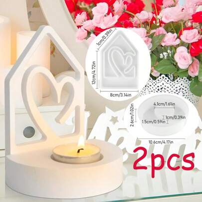 2 Sets Creative SiliconeMoulds, for Candle Holders, Heart - Insert, Silicone Texture, for Handmade Decoration Creation Occasions,Perfect for surprise decoration production on birthdays, Valentine's Day, and parties