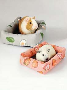 1 件/2 件 S/M 水果印花帆布耐用防刮仓鼠窝垫，不可机洗，适合小型宠物松鼠龙猫睡床，四季皆宜 - 彩色 - 查看 7
