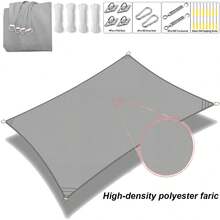 遮阳帆，户外花园遮蔽 95% 紫外线遮蔽遮阳篷，天井花园庭院后院露营泳池遮篷 - 灰色 - 查看 3
