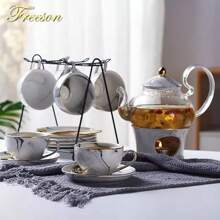 Soporte para tazas de té, estante de metal negro para tazas de café y té, organizador para tazas de café, cucharas y platillos, ideal para temporada de graduación y regreso a clases