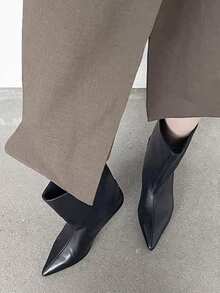 Fall/Winter French Blogger Style Pointed Toe Thigh High Boots, Ins Nordic Kitten Heel Equestrian Boots For Women,Kitten Heels - Black - View 6