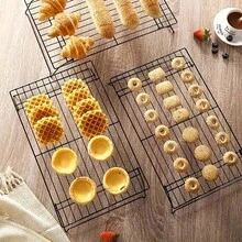 Baking Cooling Rack ,3-Layer Folding Cooling Rack, Cake Tools, Baking Accessories, Biscuit And Cake Drying Rack, Suitable For Kitchen, Outdoor Cooking Must-Have Women's Gifts. - 3件裝 - 查看 3
