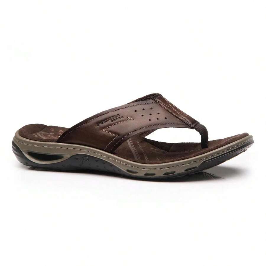 Pegada Men's Leather Flip Flops 131663 - Rỉ Nâu - Xem 1