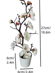 1 件人造桃花桌面植物，花盆上有一些小瑕疵，属于正常现象，不会影响展示