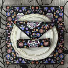 20/40/60 件彩色花卉和鸟类骷髅图案万圣节纸巾，13*13 英寸，双层，万圣节装饰印花纸巾，万圣节派对餐桌装饰和餐饮，万圣节派对用品